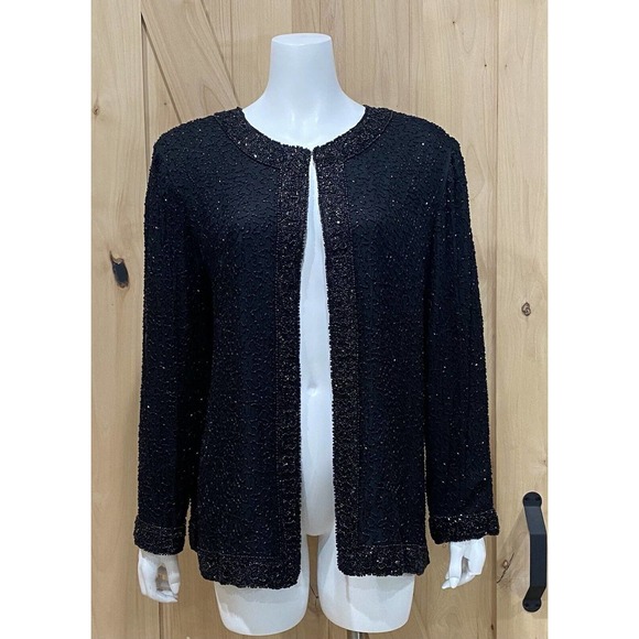 Laurence Kazar Beaded Silk Blazer Cocktail Jacket - Picture 9 of 9